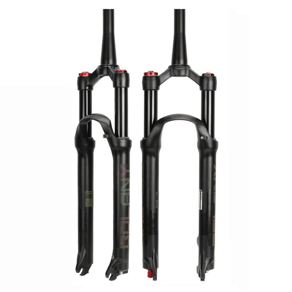 HSQMA Mountain Bike Suspension Fork 26/27.5/29 Inch Travel 100mm Bike Air Fork 1-1/8'' Straight/Tapered Front Fork QR 9mm Rebound Adjust Manual Lockout