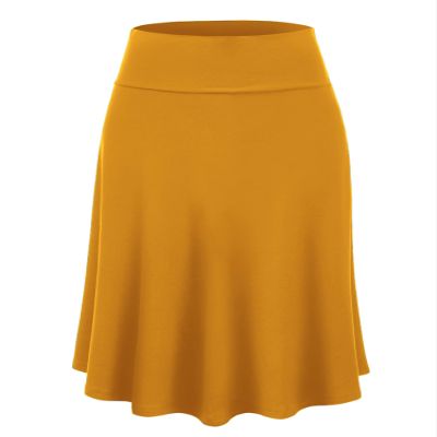 Come Together California CTC WB1105 Womens Lightweight Fold Over Flared Midi Skirt XL Mustard