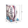 Better Display Cases Acrylic Rugby Ball Display Case Vertical with Mirror Case, Blue Risers and Mirror Base (B42/A060) view 2