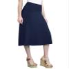 Come Together California CTC WB1105 Womens Lightweight Fold Over Flared Midi Skirt L Navy view 1