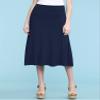 Come Together California CTC WB1105 Womens Lightweight Fold Over Flared Midi Skirt L Navy view 2