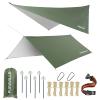 Puraville 12x10 ft Rectangle Lightweight Camping Tarps, Portable Waterproof Hammock Rain Fly Tent Tarp for Camping Backpacking, Green view 1