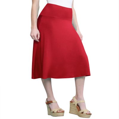 CTC WB1105 Womens Lightweight Fold Over Flared Midi Skirt XXL RED