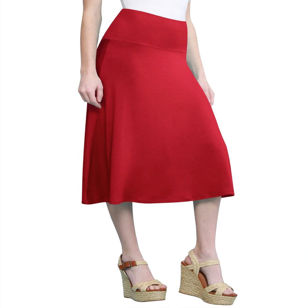 CTC WB1105 Womens Lightweight Fold Over Flared Midi Skirt XXL RED