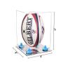Better Display Cases Clear Acrylic Rugby Ball Display Case Vertical with Clear Case, Blue Risers and Mirror Base (B42/A060) view 2