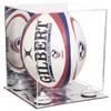 Better Display Cases Acrylic Rugby Ball Display Case Vertical with Mirror Case, White Risers and Mirror Base (B42/A060) view 1