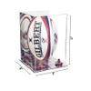 Better Display Cases Acrylic Rugby Ball Display Case Vertical with Mirror Case, Purple Risers and Mirror Base (B42/A060) view 2