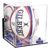 Better Display Cases Acrylic Rugby Ball Display Case Vertical with Mirror Case, Navy Blue Risers , Wall Mount and Mirror Base (B42/A060) view 1