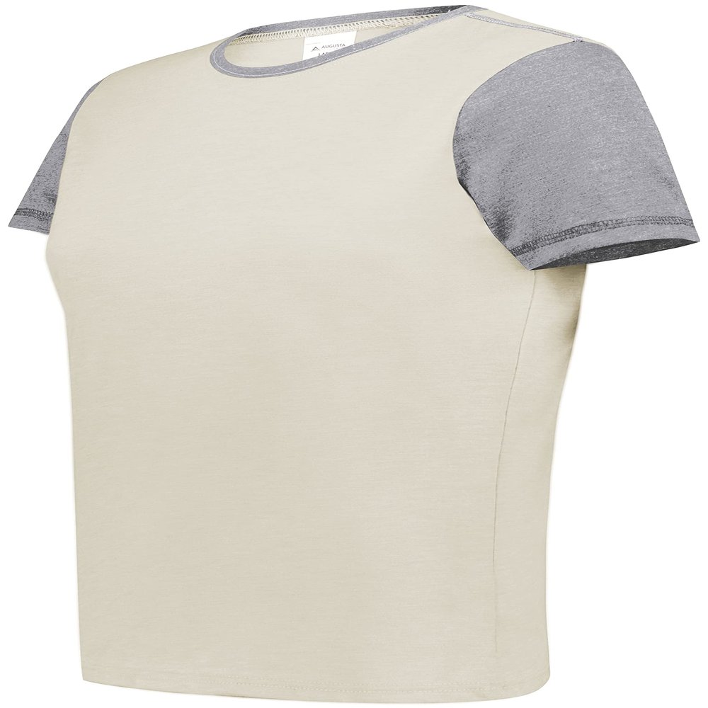 Augusta Sportswear Womens Ladies Gameday Vintage Ringer Tee T-Shirt, Birch/Grey Heather, Small US