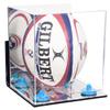 Better Display Cases Acrylic Rugby Ball Display Case Vertical with Mirror Case, Blue Risers , Wall Mount and Mirror Base (B42/A060) view 1