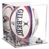 Better Display Cases Acrylic Rugby Ball Display Case Vertical with Mirror Case, Silver Risers and Mirror Base (B42/A060) view 1