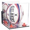 Better Display Cases Acrylic Rugby Ball Display Case Vertical with Mirror Case, Red Risers , Wall Mount and Mirror Base (B42/A060) view 1