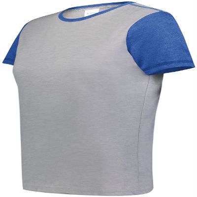 Augusta Sportswear Womens Ladies Gameday Vintage Ringer Tee T-Shirt, Grey Heather/Royal Heather, Large US