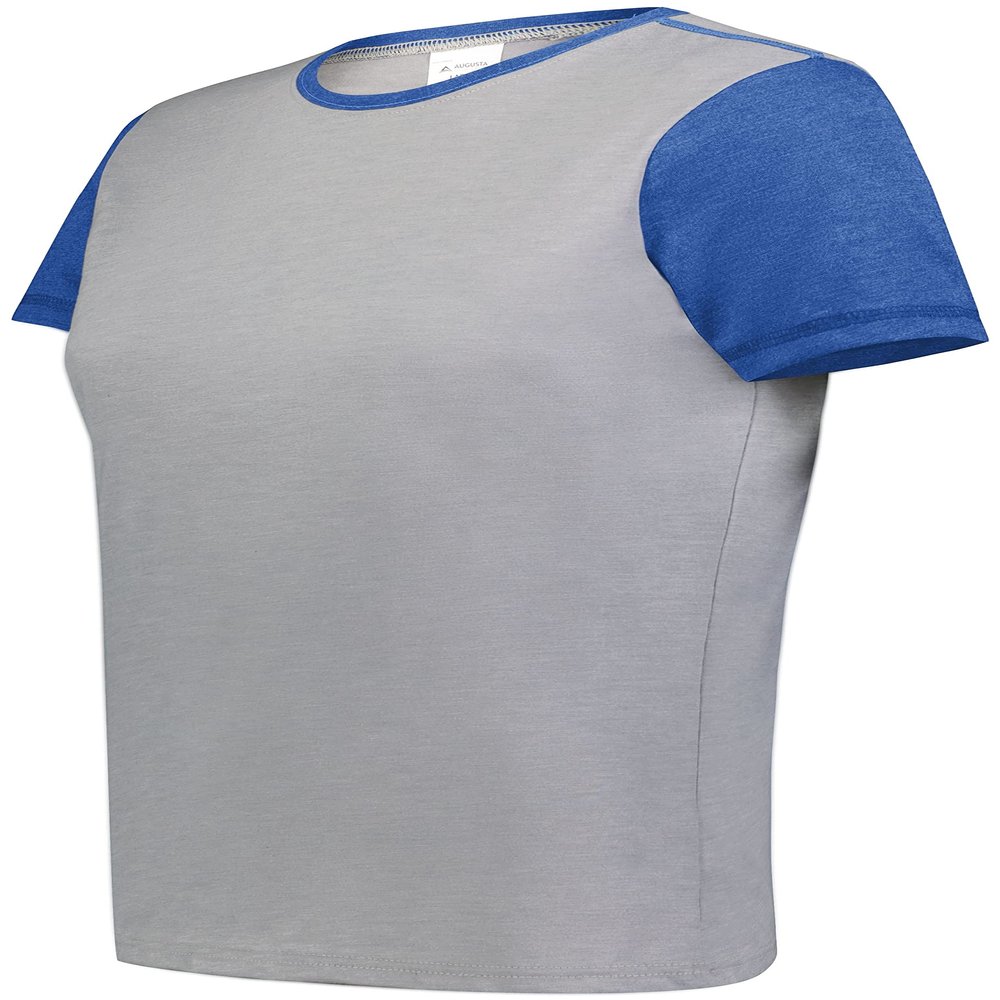 Augusta Sportswear Womens Ladies Gameday Vintage Ringer Tee T-Shirt, Grey Heather/Royal Heather, Large US