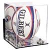 Better Display Cases Acrylic Rugby Ball Display Case Vertical with Mirror Case, Silver Risers , Wall Mount and Mirror Base (B42/A060) view 1