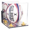 Better Display Cases Acrylic Rugby Ball Display Case Vertical with Mirror Case, Yellow Risers , Wall Mount and Mirror Base (B42/A060) view 1