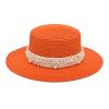 Adults Unisex Retro Western Cowboy Riding Hat Leather Belt Pearl Wide Cap Straw Reversible Bucket Hat Large view 1