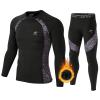 MeetHoo Men's Thermal Underwear Set Sport Long Johns Base Layer Bottom Top for Skiing Running Green view 1