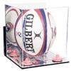 Better Display Cases Acrylic Rugby Ball Display Case Vertical with Mirror Case, Pink Risers , Wall Mount and Mirror Base (B42/A060) view 1