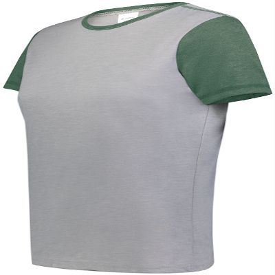 Augusta Sportswear Womens Ladies Gameday Vintage Ringer Tee T-Shirt, Grey Heather/Dark Green Heather, Medium US