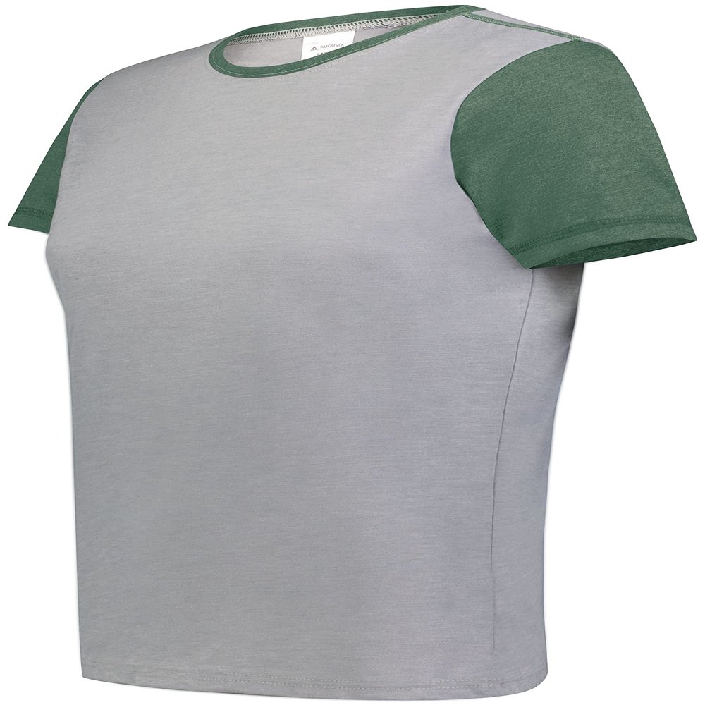 Augusta Sportswear Womens Ladies Gameday Vintage Ringer Tee T-Shirt, Grey Heather/Dark Green Heather, Medium US
