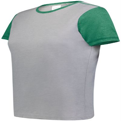 Augusta Sportswear Womens Ladies Gameday Vintage Ringer Tee T-Shirt, Grey Heather/Kelly Heather, Large US