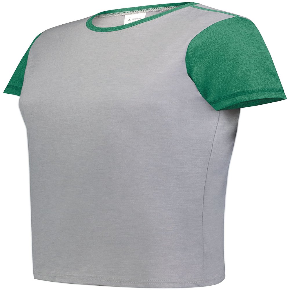 Augusta Sportswear Womens Ladies Gameday Vintage Ringer Tee T-Shirt, Grey Heather/Kelly Heather, Large US