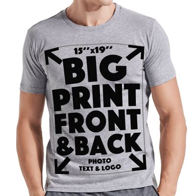 Xiovio Customize Large Print Area | Custom Personalized T-Shirts Adult Tee Add Your Text Image Photo | Grey M