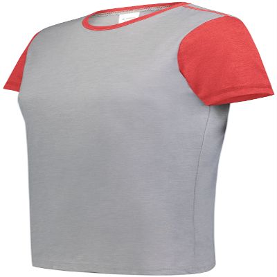 Augusta Sportswear Womens Ladies Gameday Vintage Ringer Tee T-Shirt, Grey Heather/Scarlet Heather, Small US