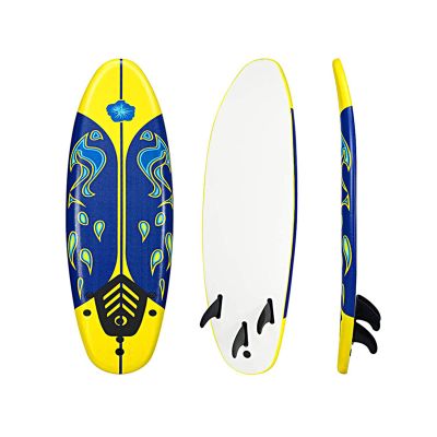 Surfboard 6ft 3 Fins-Shortboard Slick Bottom/Removable for Kids and Light Weight Adults