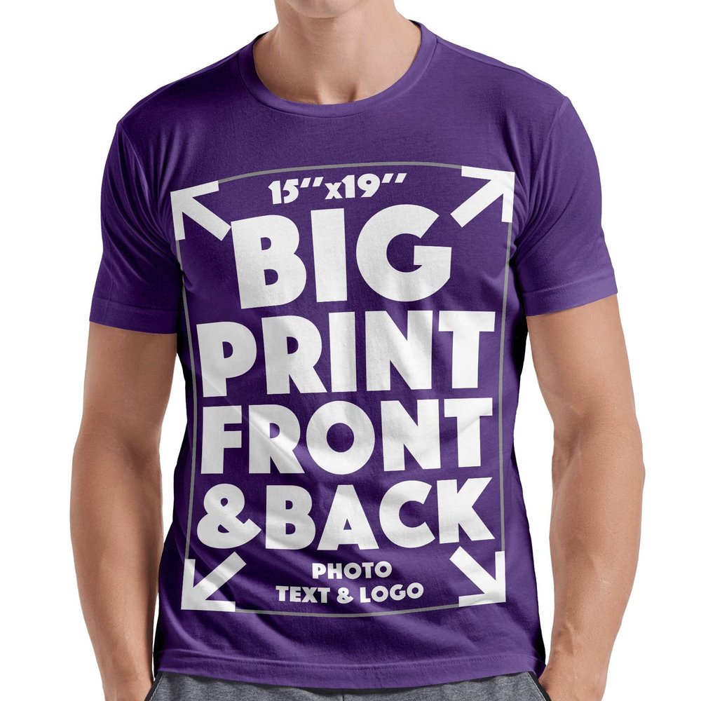 Xiovio Customize Large Print Area | Custom Personalized T-Shirts Adult Tee Add Your Text Image Photo | Purple XS