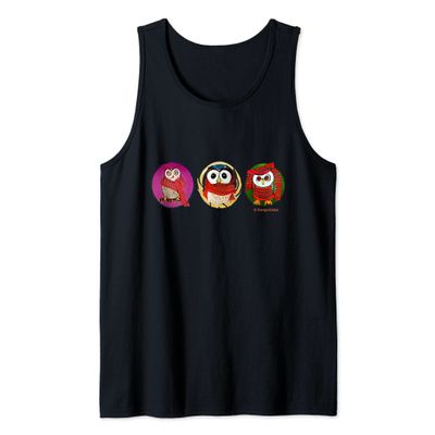 Adorable Owls Wearing Scarfs Owl Lover Tank Top
