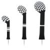 LeFeng 3Pcs Golf Club Covers, Knitted Golf Club Covers for 460cc Driver Fairway Woods and Hybrid Without Pom Pom(Black White Plaid) view 1