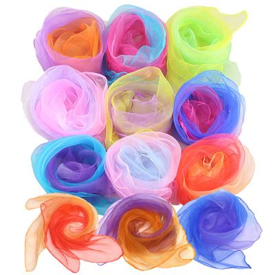 24pcs Gradient Color Dance Scarves Juggling Scarves Scarves Scarves for Decoration Kids Performance (Random Color) Sporting Goods