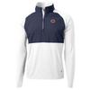 Cutter & Buck Men's Navy/White Chicago Bears Adapt Eco Knit Hybrid Recycled Quarter-Zip Raglan Jacket view 1