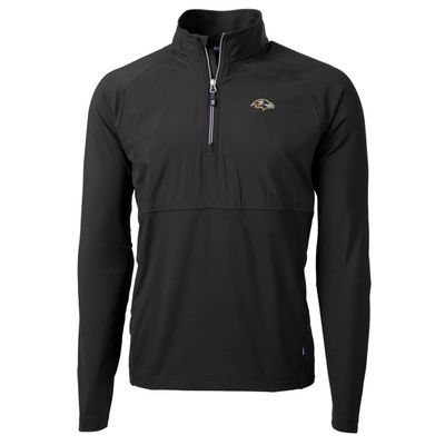 Cutter & Buck Men's Black Baltimore Ravens Adapt Eco Knit Hybrid Recycled Quarter-Zip Raglan Jacket