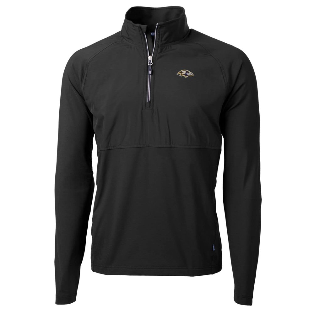 Cutter & Buck Men's Black Baltimore Ravens Adapt Eco Knit Hybrid Recycled Quarter-Zip Raglan Jacket