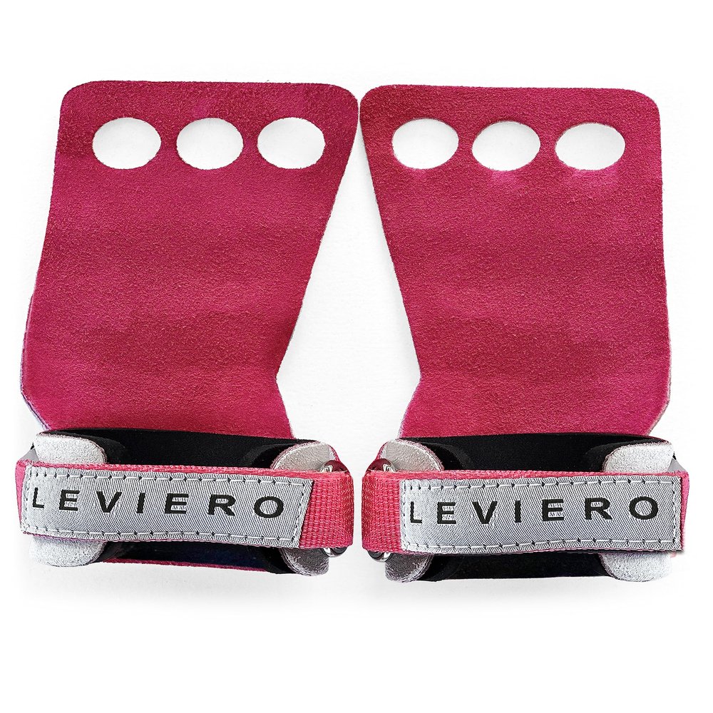 LEVIERO Woddies Gymnastics Grips for Crossfit, Pull-Ups, Weightlifting - Soft Leather, Comfort Fit, Durable WOD Grips for Adults XS Pink