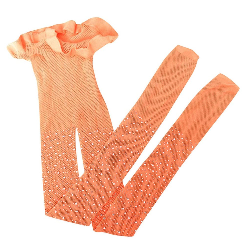 Flash Girls Silk Mesh Pantyhose Tights Kids Fishnet Stocking Stockings Girls Pants Girls Sweatsuits (Orange, One Size)