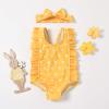One-Piece Dot Baby Beachwear Swimsuit Girls Toddler Swimwear Polka Bikini Kids Swimsuits for 13 Year (Yellow, 2-3 Years) view 2