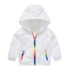 Toddler Kids Summer Sunscreen Jackets Rainbow Hooded Outerwear Zipper Coats Girl Light Jacket (White, 7-8 Years) view 1