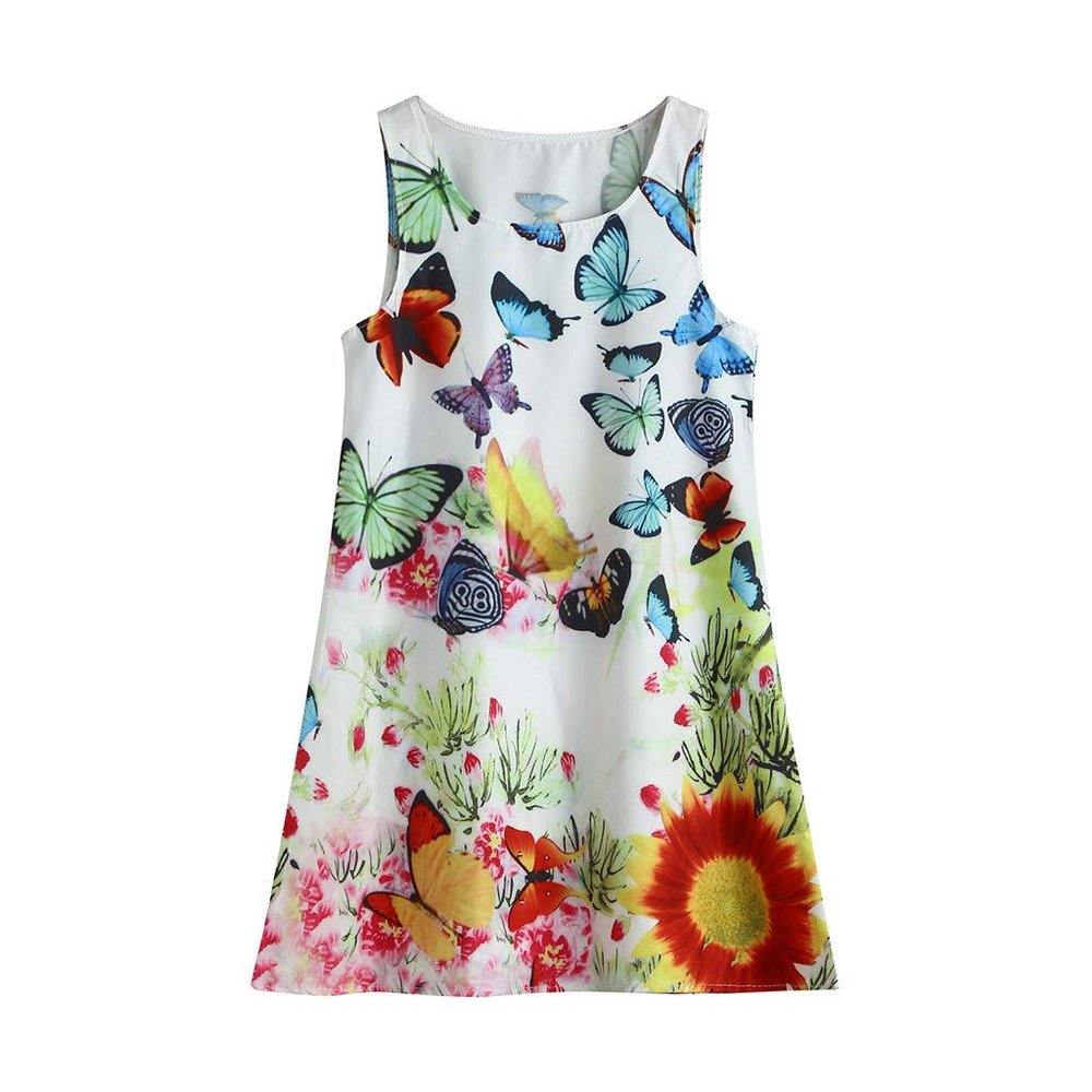 Dresses Dress Girls Princess Sleeveless Toddler Kids Baby Printing Summer Dress for Girls Wedding Party (Yellow, 150)