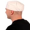Chef's Beanie White Elastic Back - USA Made Chef's Caps - Made in The USA! 100% Cotton! view 2