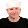 Chef's Beanie White Elastic Back - USA Made Chef's Caps - Made in The USA! 100% Cotton! view 3