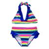 Striped Rainbow Kids Bikini Two-Pieces Swimwear Girls Outfit Swimsuit Teen Cow Print Swimsuit (Multicolor, 7-8 Years) view 1