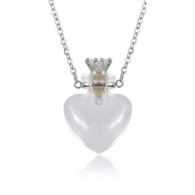 1PC Clear Heart Vial Perfume Bottle Necklaces Stainless Steel Chain Make a Wish blood vial necklace Women Jewelry