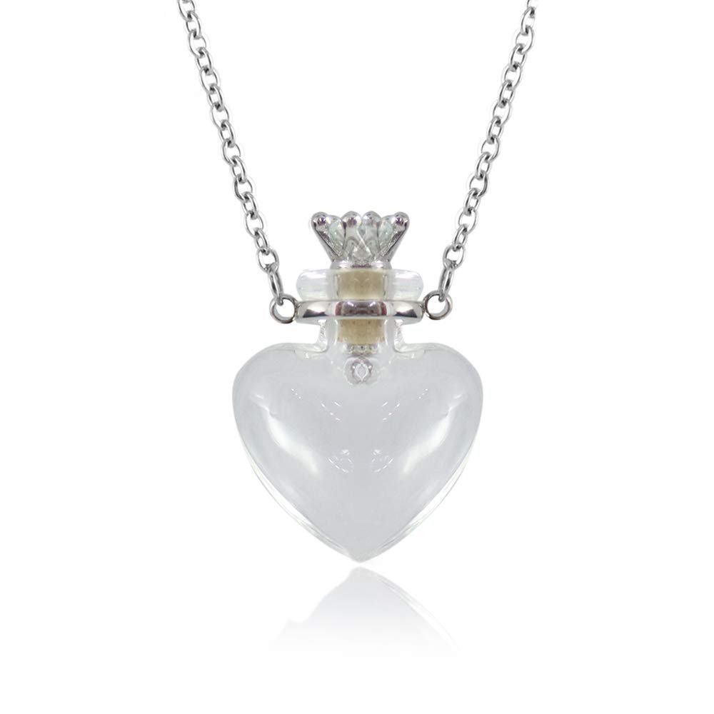 1PC Clear Heart Vial Perfume Bottle Necklaces Stainless Steel Chain Make a Wish blood vial necklace Women Jewelry
