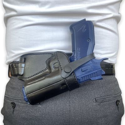 DORUK Holster Fits CZ Shadow 2 Small of Back (SOB) Handmade Leather Gun Holster (Black)