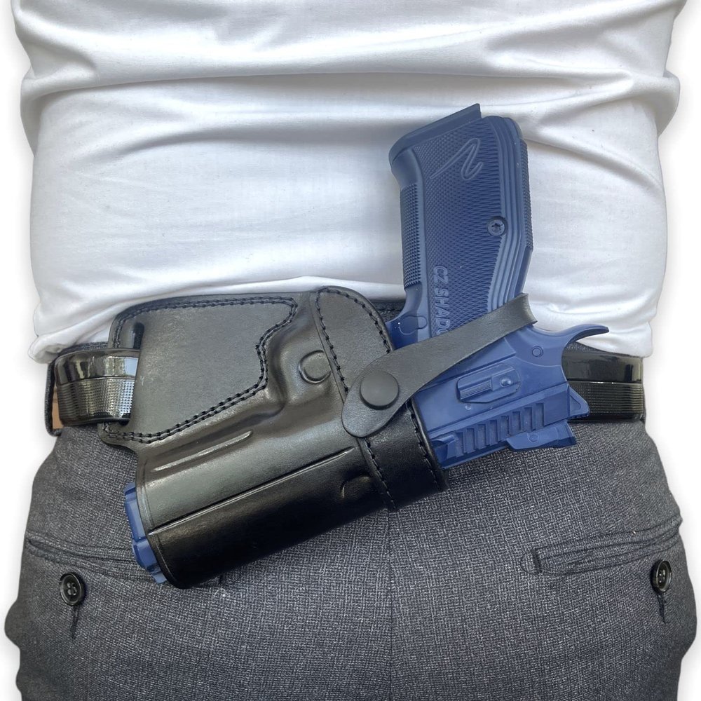 DORUK Holster Fits CZ Shadow 2 Small of Back (SOB) Handmade Leather Gun Holster (Black)