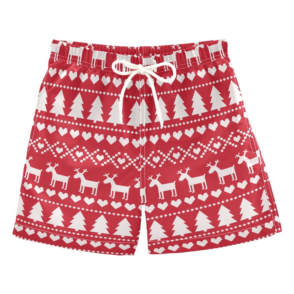 Aflyko Christmas Board Shorts Reindeer Xmas Tree Heart Swim Trunk Bathing Suit New Year Boys Girls Beach Swimwear Quick Dry Swimming Shorts All Day Shorts Gym Shorts M